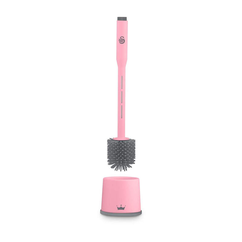 Swan Pink Lynsey Queen Of Clean Dispensing Toilet Brush With Refillable Cleaning Solution Dispenser,