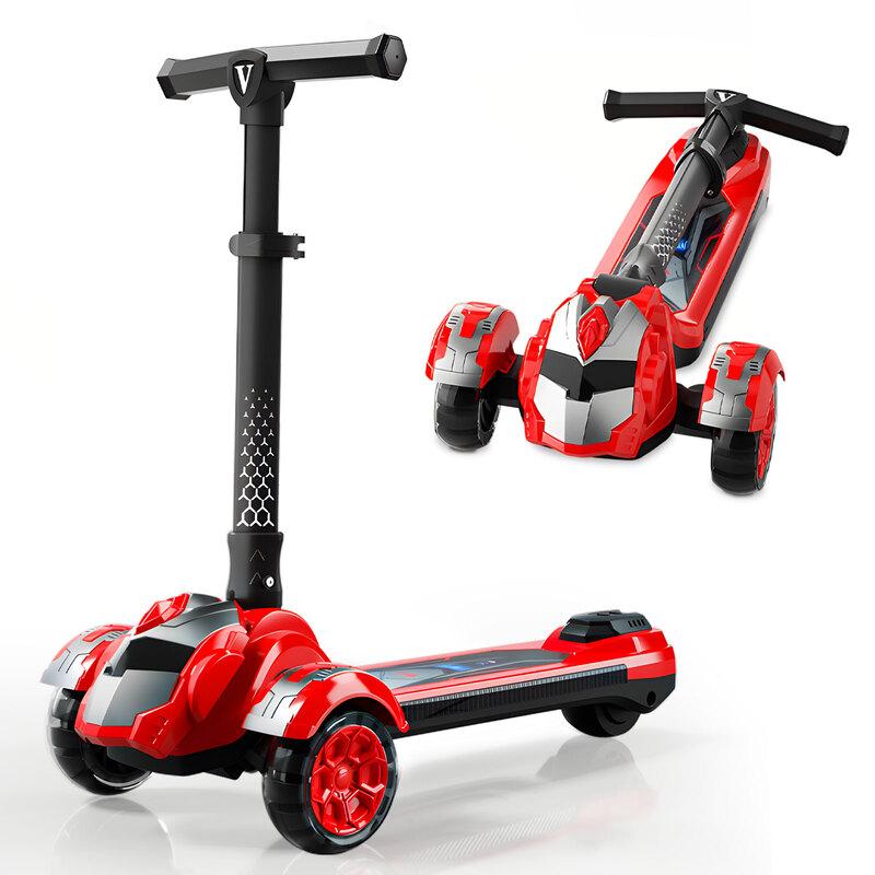 3 Wheel Toddler Scooter for Kids Ages 2-10, Folding Kick Scooter with Light Up LED Wh