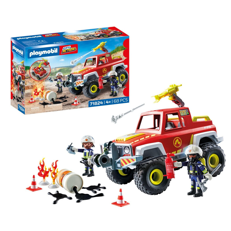 PLAYMOBIL 71824 City Action Feuerwehrfahrzeug mit Licht & Sound, ein detailreiches Feuerwehrauto Spielzeug für Kinder ab 4 Jahren