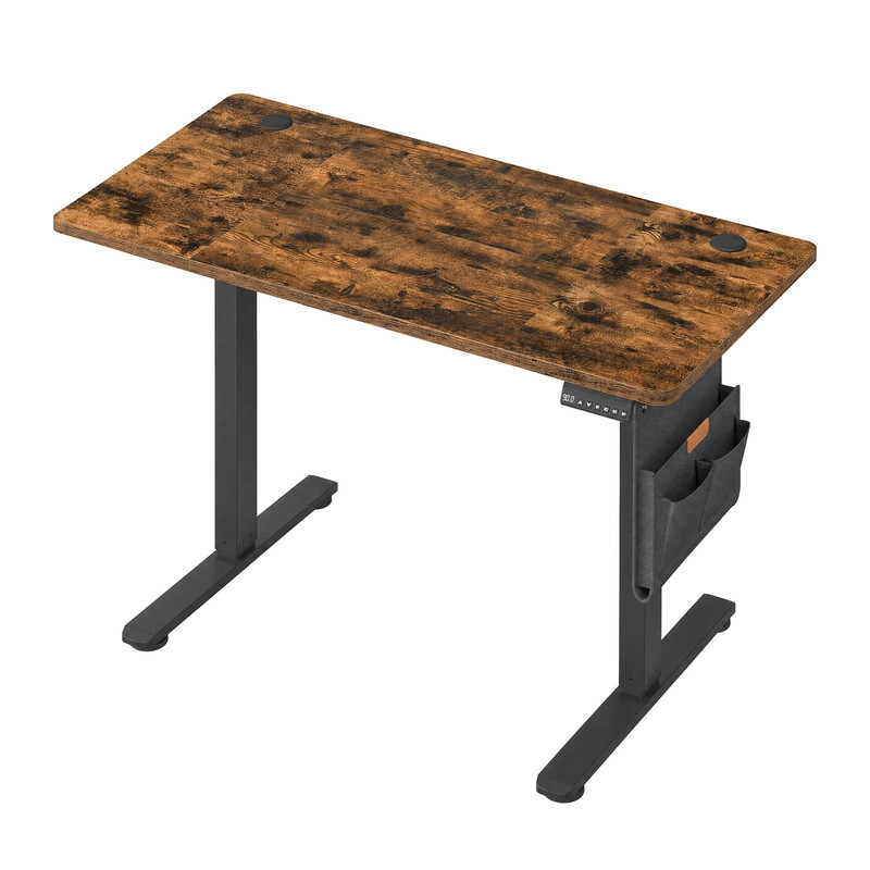 JOYFURNOS elektrisch zit-stabureau, in hoogte verstelbaar, 120,1 x 60,1 cm, 4 geheugenhoogtes, voor thuiskantoor, rustiek bruin