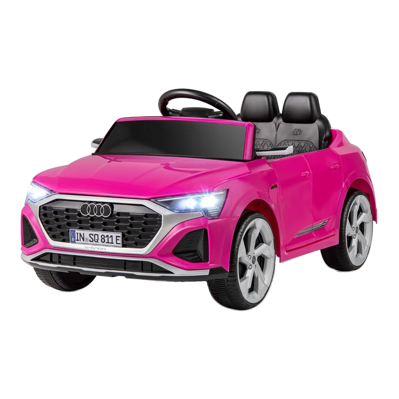 Costway 12 V Kinder-Elektro-Aufsitzauto, Audi SQ8 lizenzierte Edition, mit Fernbedienung, Hupe, LED-Leuchten, Musik, 3-stufiger Geschwindigkeitsregelung, geeignet ab 3 Jahren, Rosa