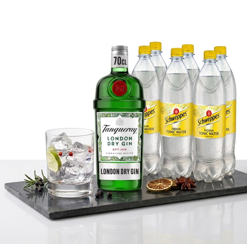 Vorteilspack Tanqueray London Dry Gin 0,7 L + Schweppes Tonic Water 6x1,25 L