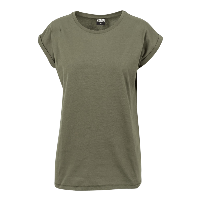 Urban Classics dames-T-shirt met verlengde schouders olijfgroen S