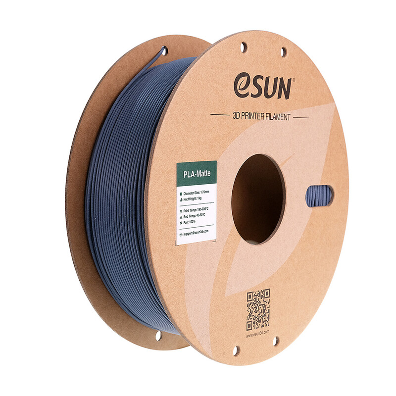 eSUN PLA-Matte 3D-Druck Filament 1,75 mm - Dunkelgrau 1 kg, Fortschrittliche matte Textur sauber aufgewickelt einfach zu bedienen 3D-Druckmaterial für FDM-Drucker