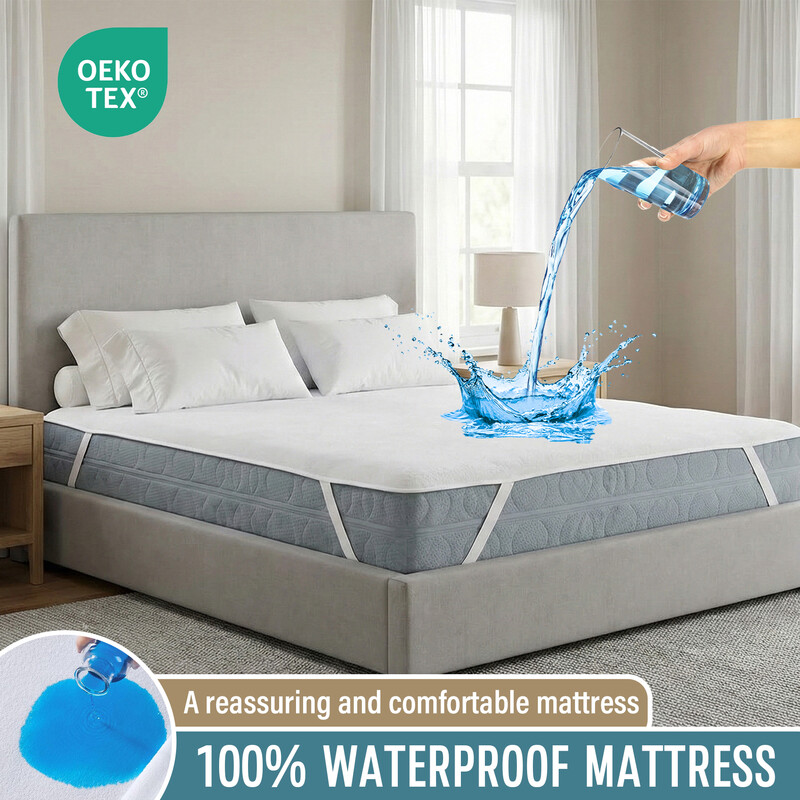 Waterproof Mattress Protector， Breathable Mattress Topper， Non Slip with 4 Corner Ela