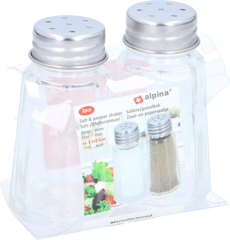 Alpina zout- en peperstel – glas, 60 g, transparant, verpakking van 2