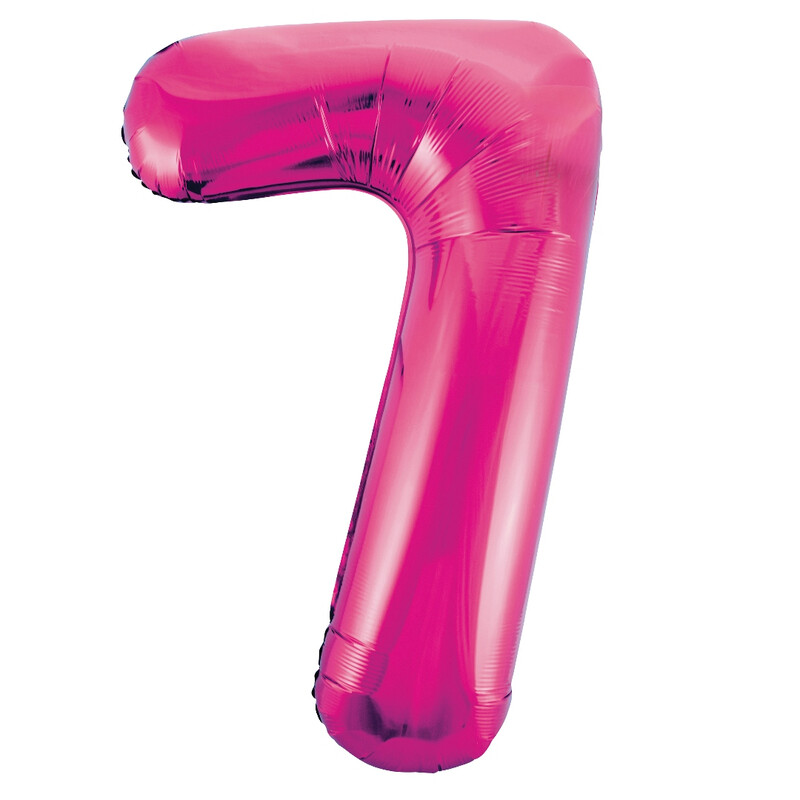 Unique Giant Number 7 Balloon, Pink, 86cm