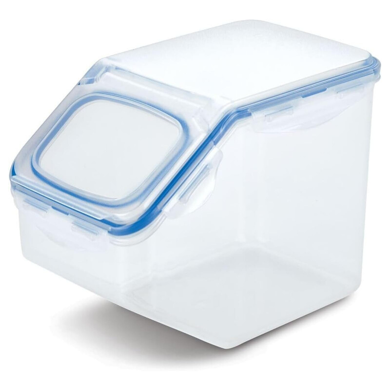 LocknLock Küchen-Aufbewahrung 5 L – Transparenter Kunststoff-Aufbewahrungsbehälter mit luftdichtem Klappdeckel & Silikondichtung, Einfacher Ausgießer für Müsli, Mehl, Zucker & Haustierfutter, Mikrowellen-, Gefrier- & Spülmaschinengeeignet