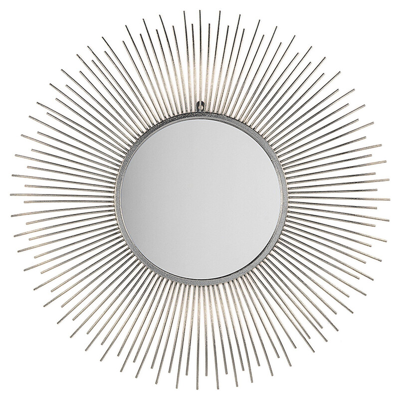 Beliani Metallic-Strahlenspiegel Für Die Wand, Ø 80 Cm, Silber, Cilly