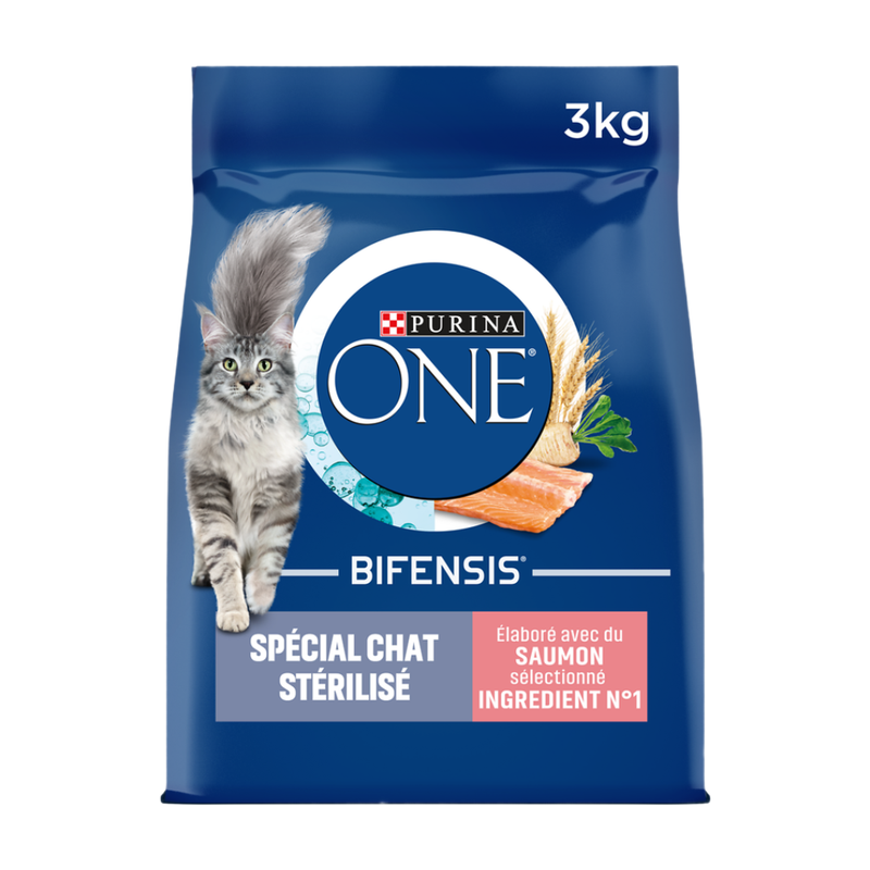 Croquettes Pour Chat Adulte Stérilisé Purina One MO7613034129376 – Saveur Saumon et Blé 3 kg