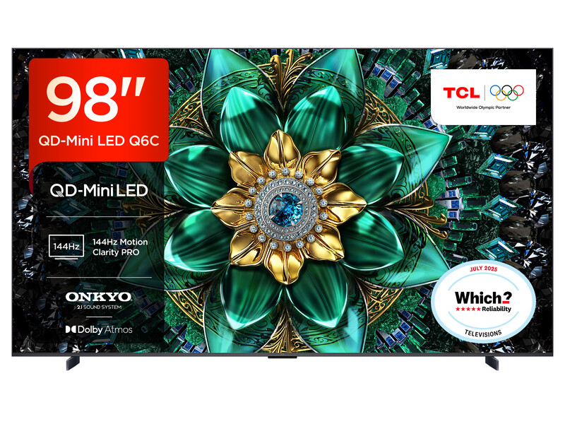 Tcl 98Q6c Qled 4K Hdr Smart Smart Google Tv-98Q6c-Uk(144Hz Native Refresh Rate, Precise Dimming Series Up To 512 Zones, Onkyo 2.1 Hi-Fi System)