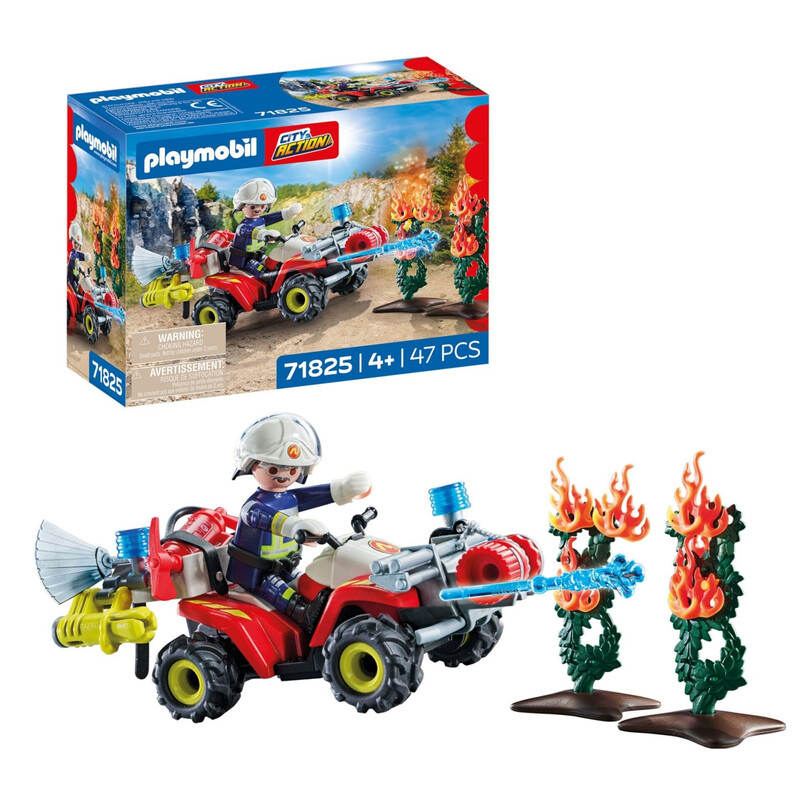 PLAYMOBIL City Action Feuerwehr Quad löscht Heckenbrand Spielzeug für Kinder ab 4 Jahren 71825