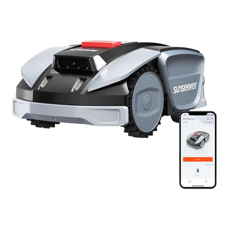 SUNSEEKER S3 Robot Tondeuse sans Fil à Périmètre pour 800 m² – Navigation RTK + Vision IA, Cartographie Automatique, Évitement Intelligent des Obstacles, Gestion Multi-Zones, Contrôle via Application