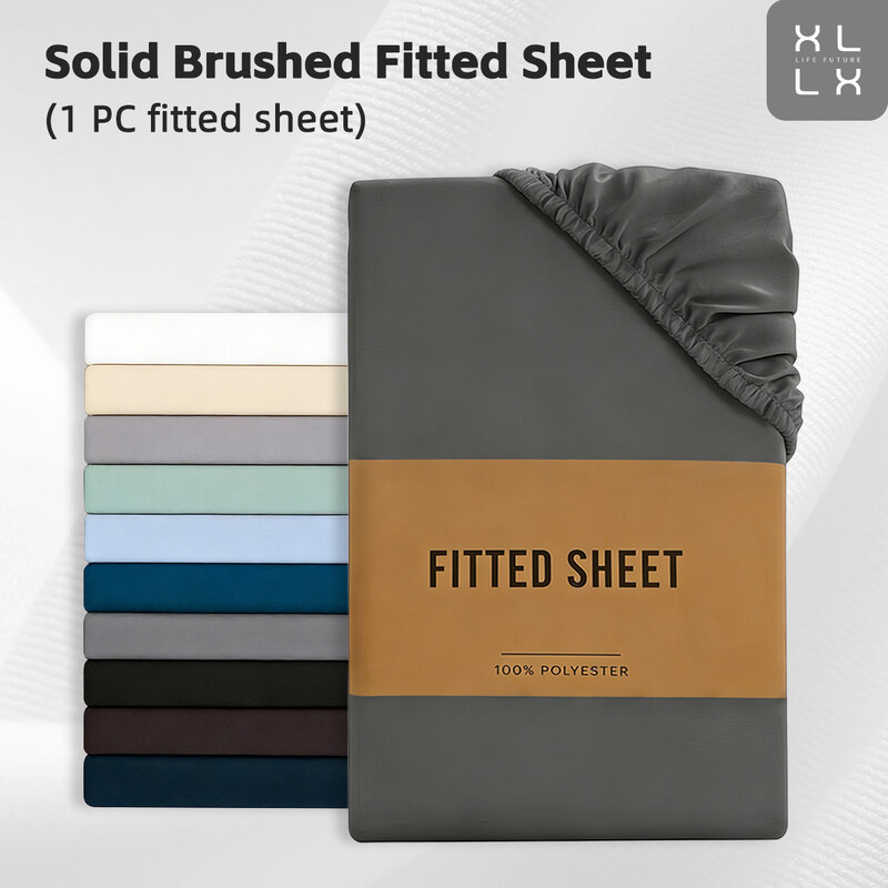 XLLX 180x200cm Fitted Sheet, 30cm/12Inch Deep Pocket - Soft Microfiber, No-Pop Off Elastic, 1 Fitted Sheet Only-Dark Gray