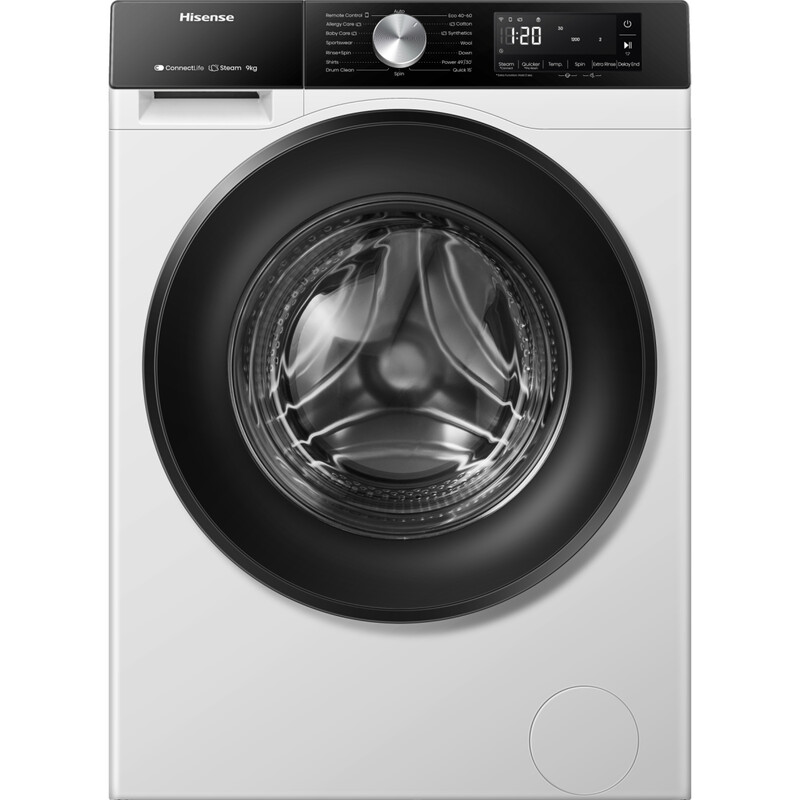 Hisense WF3S9043BW3 Frontlader-Waschmaschine 9 kg A Energieklasse / 1400 U/min mit ConnectLife Wi-Fi, Pure Jet und Inverter-Motor