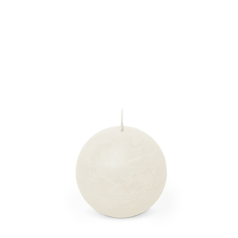Ball Candle Rustic Unscented White D:8xH:8cm