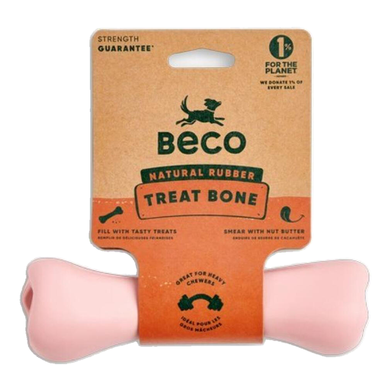 Beco Natural Rubber Chew Bone Pink