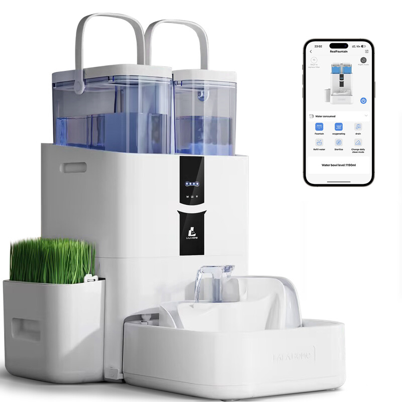 LALAHOME DailyFresh Huisdier Drinkfontein 10 L Slimme App 5 G WiFi Zelfvullende Katten- en Hondendrinkfonteinen Automatische Waterdispenser Voor Binnen Zuurstofrijk Afvalwaterscheiding BPA-Vrij