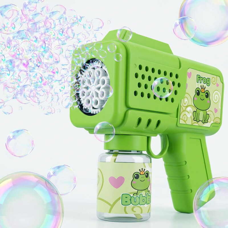 Pistolet à bulles grenouille automatique pour enfants - Machine à bulles étanche à 360°, conception à 8 trous plus de 1000 bulles par minute,