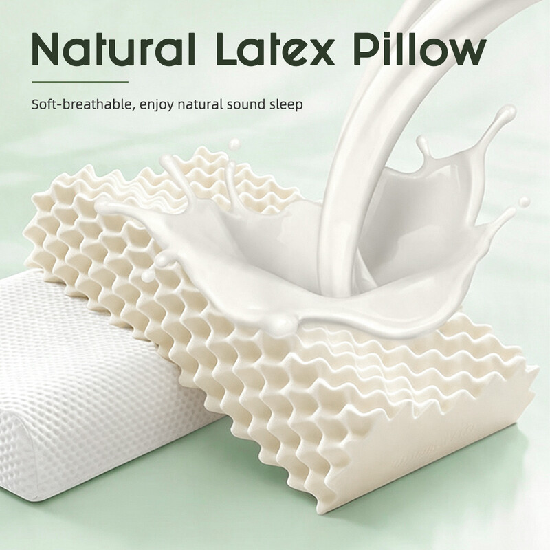 XLLX 1 stuk natuurlijk latex contourenkussen, ergonomisch neksteunkussen met massagekorrels, voor zij-/rugslapers, golfmassage, 60*40 cm