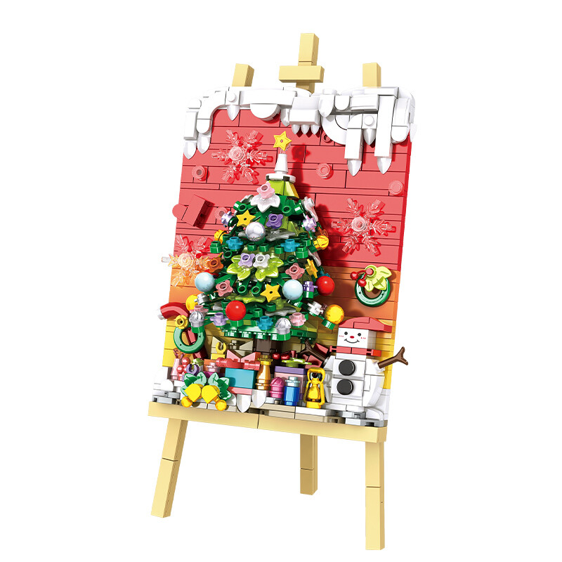 Woma Kerstboom Schilderijen Bouwstenen Set, 577 Stuks 3D Kerst Schilderschilderijen Bouwstenen Speelgoed, DIY Montage Bouwset, Kerst Tafeldecoratie Cadeau Voor Kinderen Leeftijd 6+ Jongens Meisjes