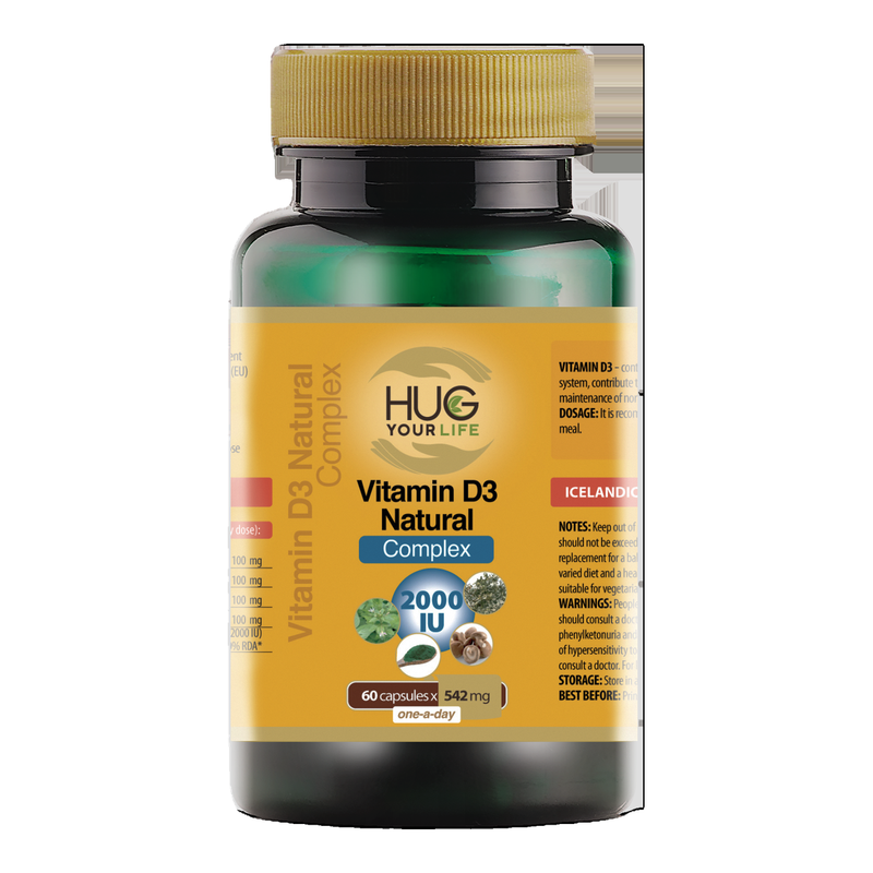 Hug Your Life Vitamine D3 natuurlijk complex 60 x 542 mg
