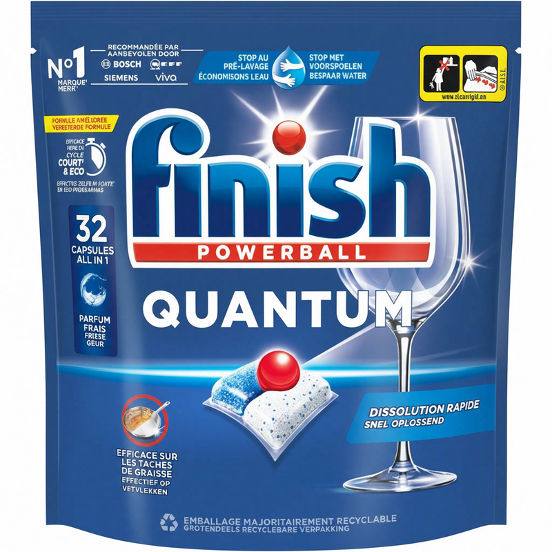 Finish vaatwastabletten Powerball Quantum All-in-1 regulier (32 tabletten)