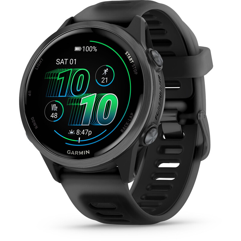 Garmin Forerunner 570 42 mm Smartwatch - Zwart/Leigrijs Siliconen Bandje