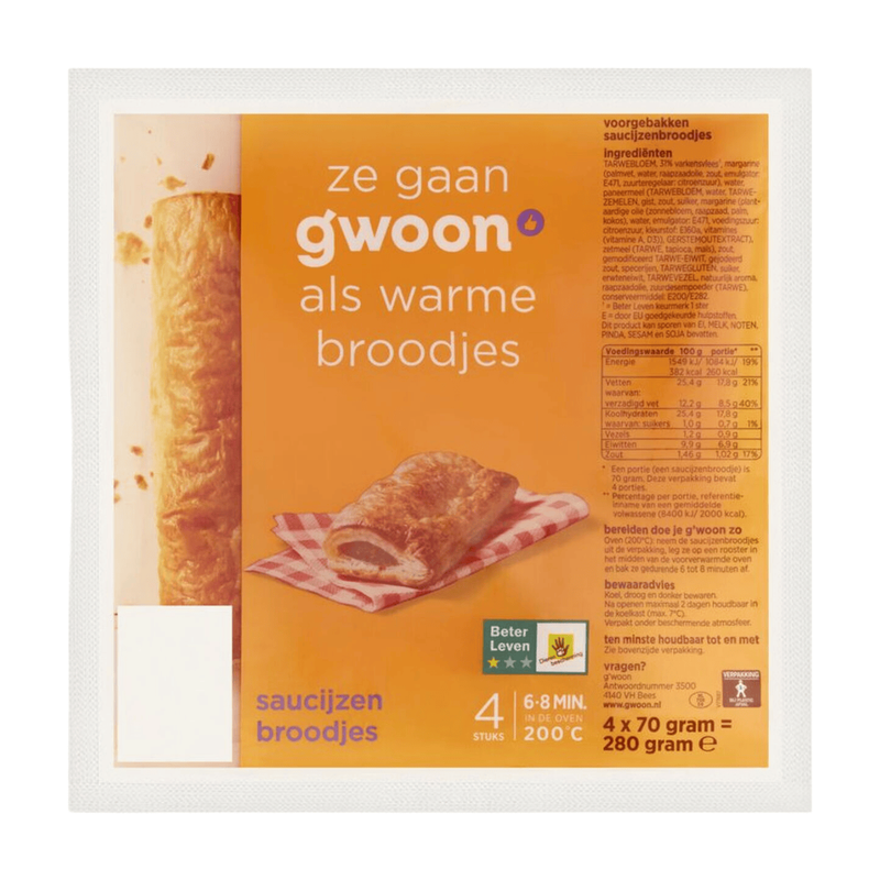g'woon Rouleaux de Saucisse - 4 pcs 280 g