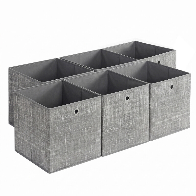 Ochama Grey storage cubes - Set of 6 foldable non-woven boxes with handles, 33 x 33 x 33 cm, suitable for cube shelves - ideal for clothing & closet organization