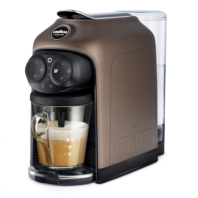 A Modo Mio Deséa, Integrated Milk Frother, Glass Mug, Pod Coffee Machine, 1.1L, Brown