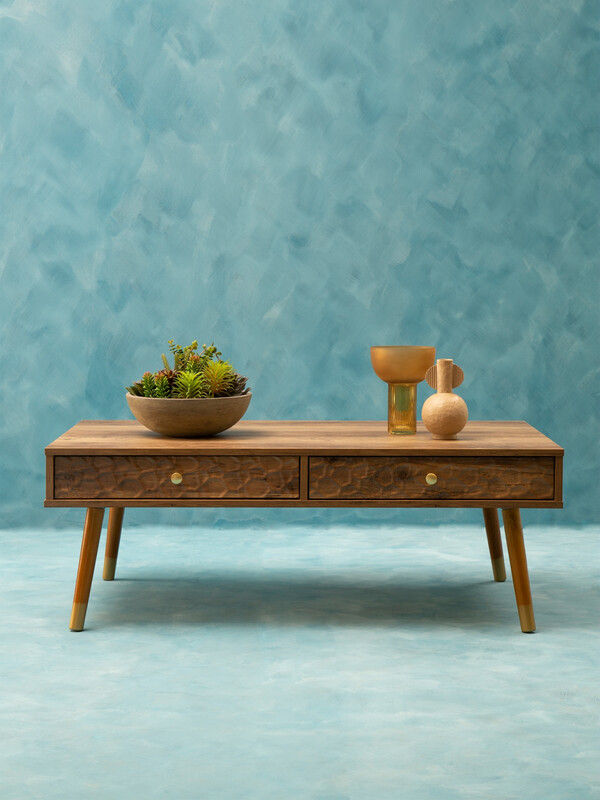 Interiors By Premier Light Coffee Table Frida 2 Drawers Walnut