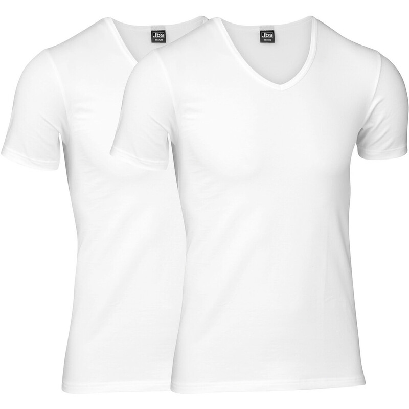 JBS 2er-Pack T-Shirts mit V-Ausschnitt GOTS Weiß