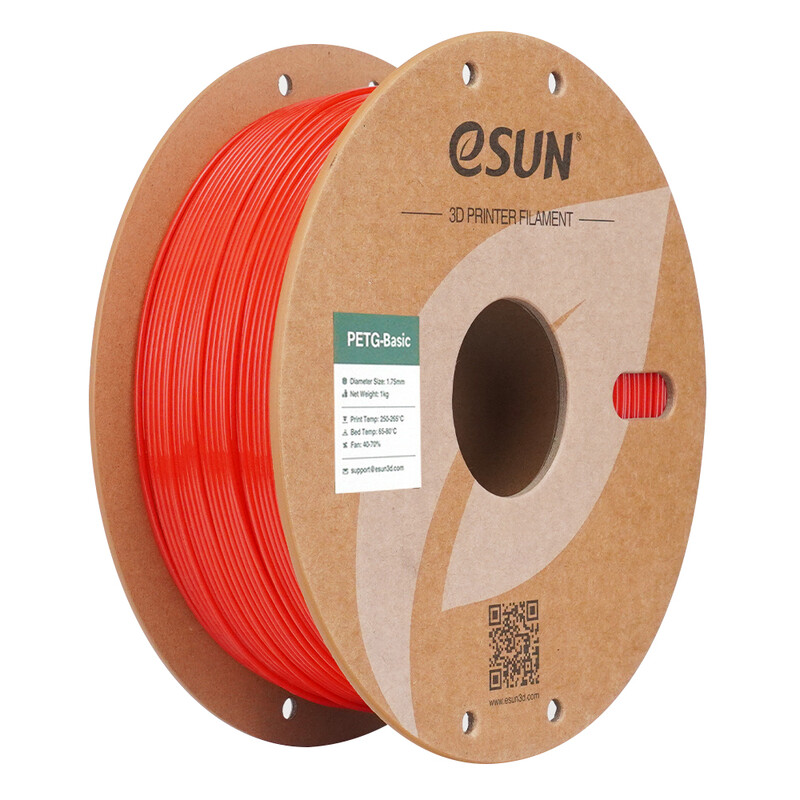 eSUN PETG-Basic Rot 3D-Filament 1,75 mm, Hochgeschwindigkeitsdruck, Kosteneffizientes Einstiegs-3D-Druckmaterial 1 kg (2,2 lbs) Karton-Spule