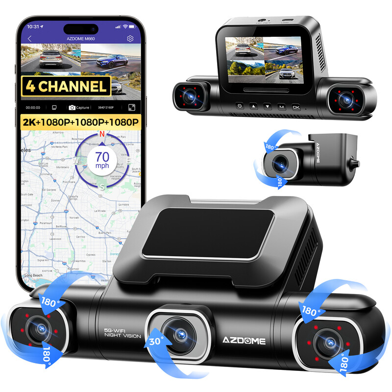 M660 4 Channel Dashcam 360 Degree 4K with GPS & Night Vision for Car