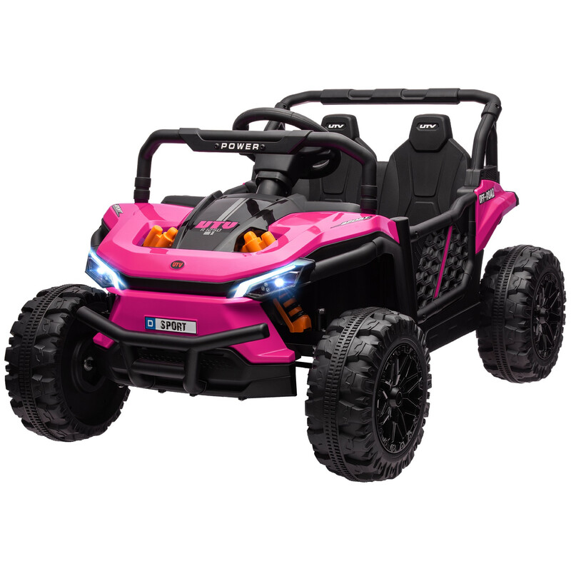 Aiyaplay Pink 370-348V70pk Kids Ride On Car, 12V Battery Powered Electric Truck With Remote Control, 4 Suspension Wheels, Horn, Lights, Music, Usb, For Ages 3-5 Years,