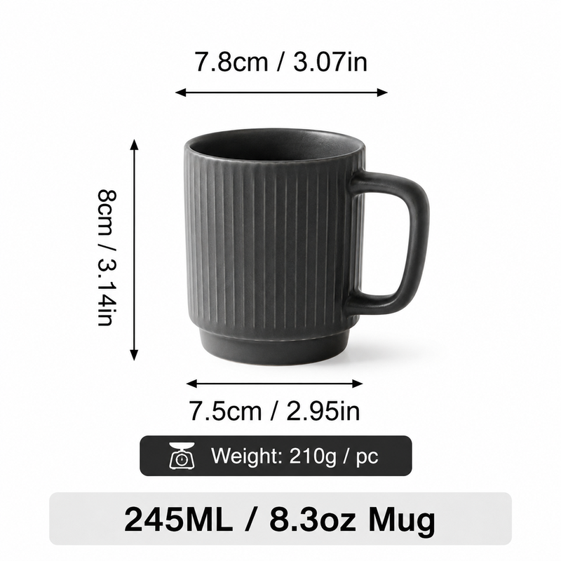 JIWOO Collins 245 ml Matt Dunkelgrauer Becher 1 Stück