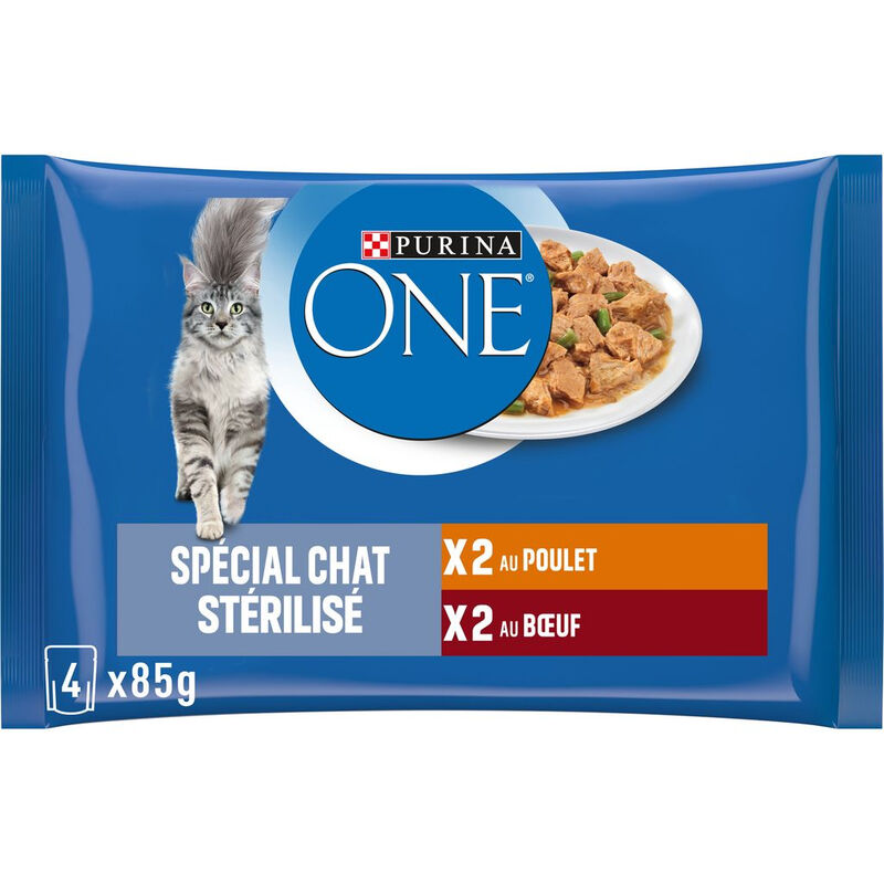 Pâtée Pour Chat Adulte Stérilisé En Sauce Boeuf Poulet Purina One Les 4 Sachets De