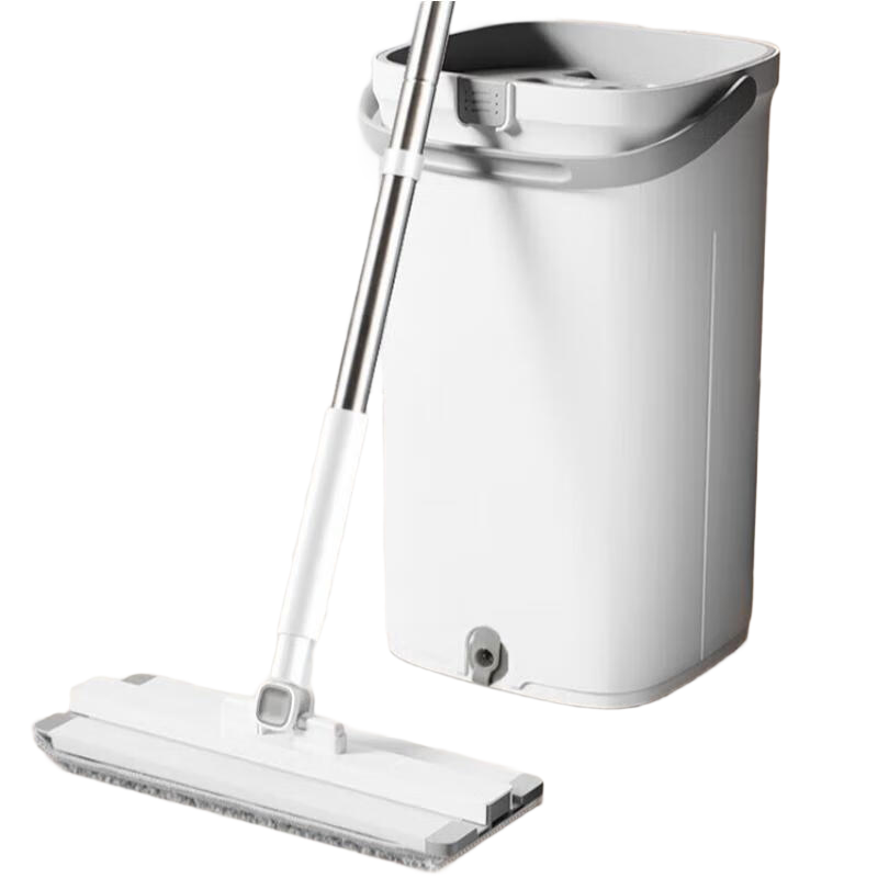 JoySelect platte dweil en emmer set met schoon- en vuilwaterscheidingssysteem, 32 cm microvezel dweilkop met aluminium paneel, handsfree wisser