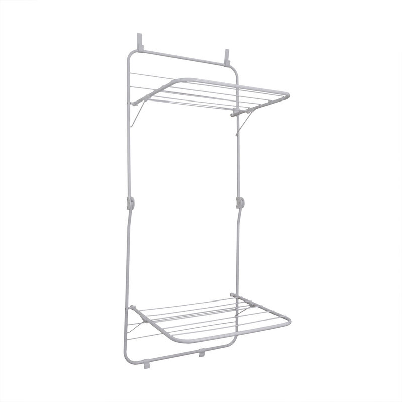 Two Tier Over Door Laundry Washing Clothes Drying Rack - White