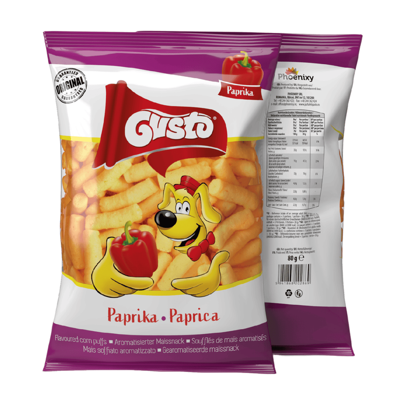 Gusto paprikakorrelpuffs– krokante paprikakorrelsnack (80 g)