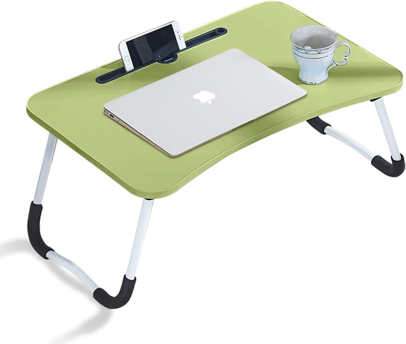 CLIPOP Laptop Bed Table,Portable Lap Desk Bed Tray Laptop with Foldable Legs Folding Breakfast Serving Coffee Tray Notebook Stand Reading Holder for Couch Sofa Floor Kids Green