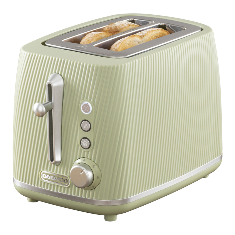 DAEWOO Cascade 2 Slice Toaster - Textured, Wide Slots, Sage Green - SDA2777GE