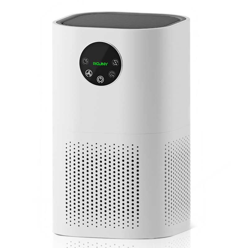 Rouny luchtreiniger voor thuis, H13 echt HEPA-filter, CADR 150 m³/u, bereik 20-50 m², slaapmodus ≤25 dB, luchtkwaliteitsdisplay, 4 ventilatorsnelheden voor huisdieren en slaapkamer, AP-T1