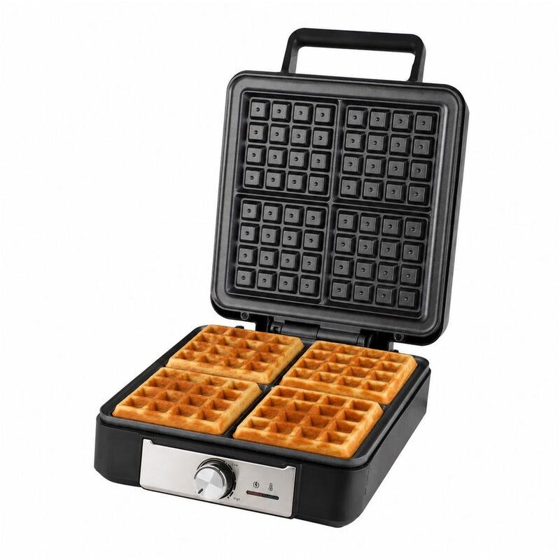 Emerio Belgische Wafelijzer voor 4 Dikke Wafels | Zwarte Keukenmachine voor Snel en Gemakkelijk Wafelbakken