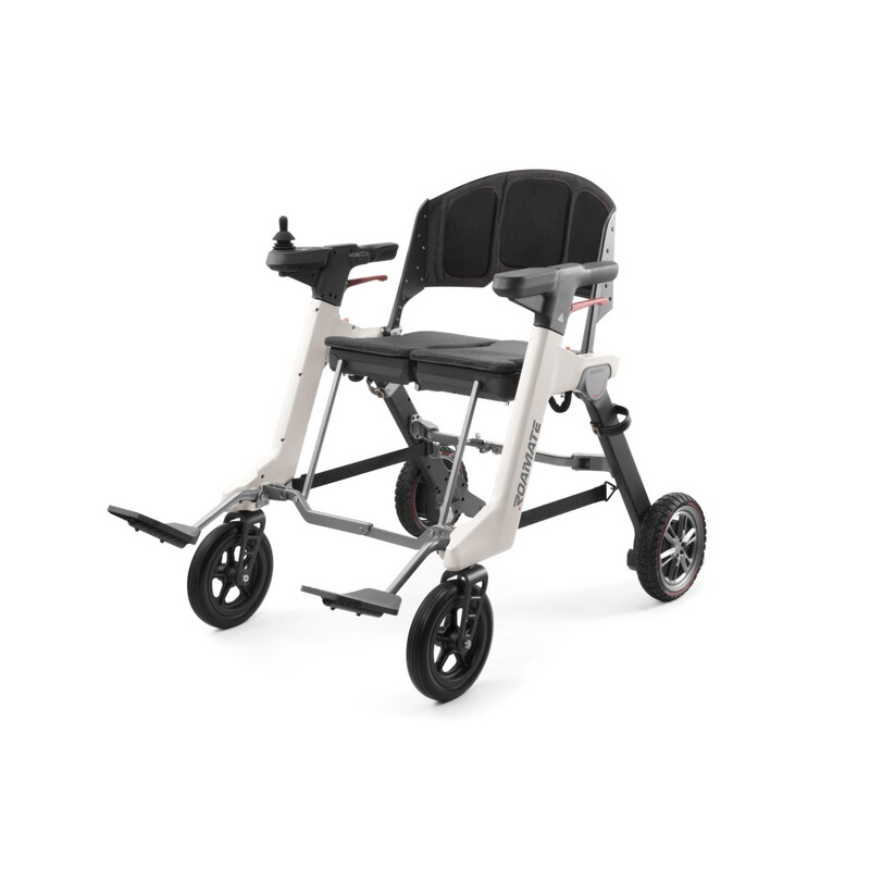 ROAMATE RMM-001 (Weiß), 3-in-1 intelligentes Mobilitätsgerät, E-Rollator-Modus, Gehwagen-Modus, E-Rollstuhl-Modus, Kabinengepäck-kompatibel, Einhand-Faltsystem, Übergeschwindigkeitsschutz