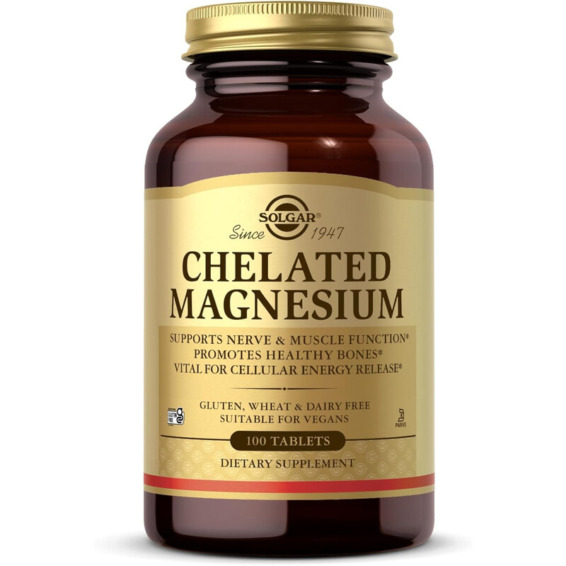 Solgar Chelated Magnesium Muscle Nerve & Relaxation Support - 100 Tablets
