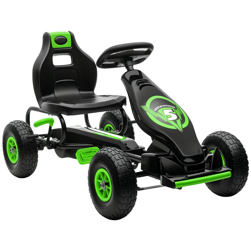 370-256V00GN HOMCOM Pedal Go Kart, Children Ride on Racer with Adjustable Seat, Infla