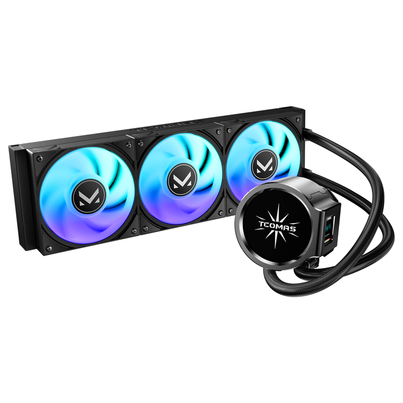 EDGE 360 Zwart AIO Vloeistof CPU-koeler – Dubbele Scherm Pompontwerp (Rond Hoofdscherm + Vierkant Subscherm), ARGB Ventilatoren, Ondersteunt Intel LGA 1851/1700 & AMD AM5/AM4