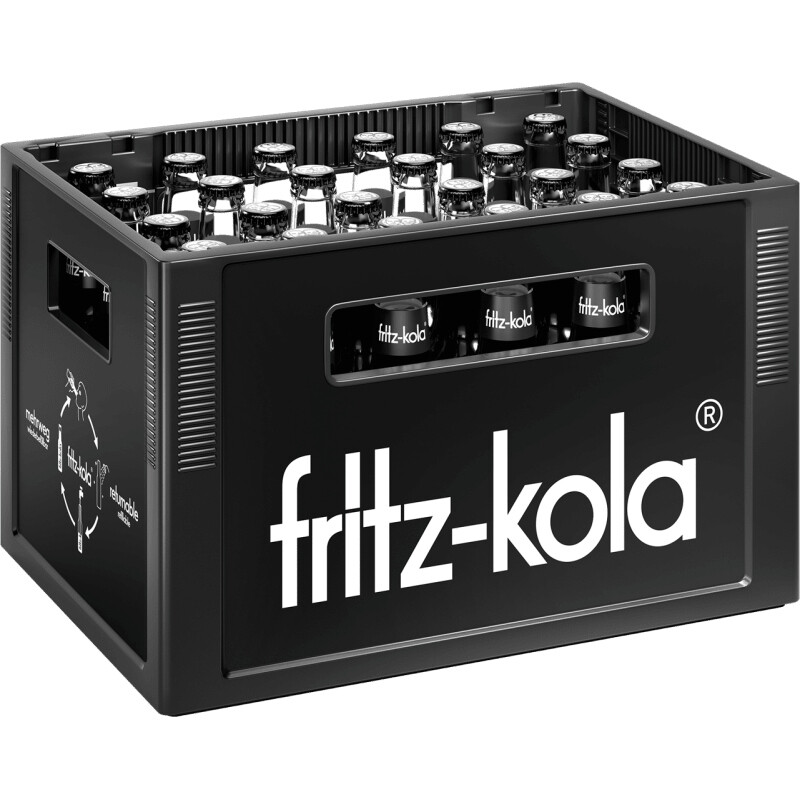 fritz-kola – Vollmundiges Cola-Erfrischungsgetränk mit natürlichem Mineralwasser – 24 x 330 ml Pfandglasflaschen-Kasten